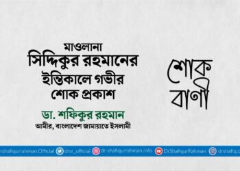 মাওলানা সিদ্দিকুর রহমানের ইন্তিকালে গভীর শোক প্রকাশ